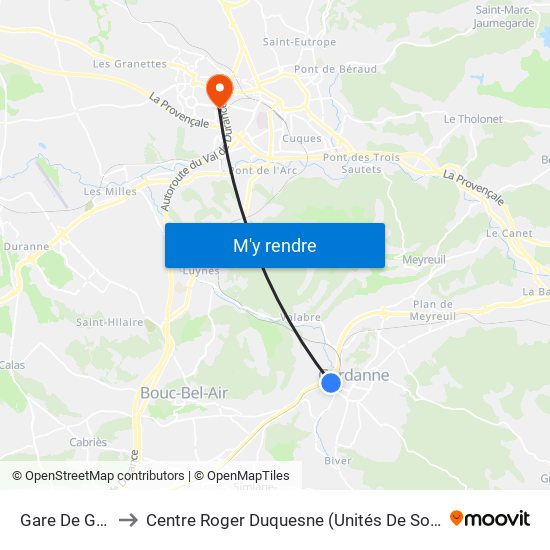 Gare De Gardanne to Centre Roger Duquesne (Unités De Soins De Longue Durée) map