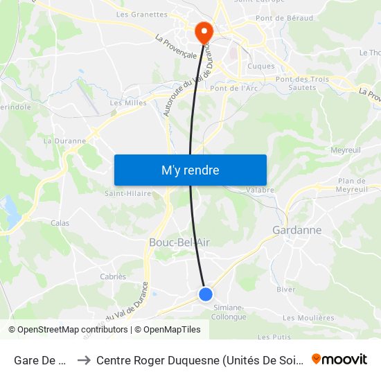 Gare De Simiane to Centre Roger Duquesne (Unités De Soins De Longue Durée) map