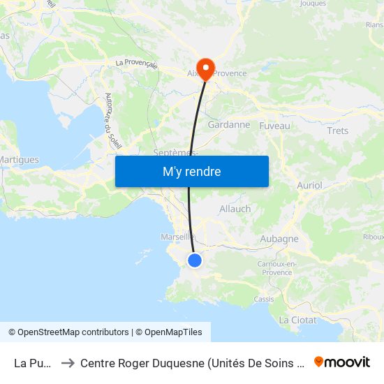 La Pugette to Centre Roger Duquesne (Unités De Soins De Longue Durée) map