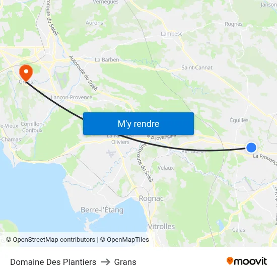 Domaine Des Plantiers to Grans map