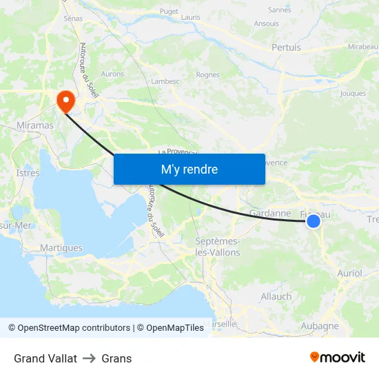 Grand Vallat to Grans map