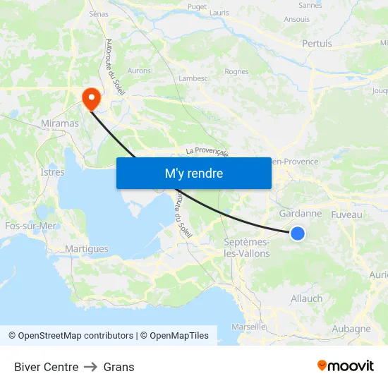 Biver Centre to Grans map