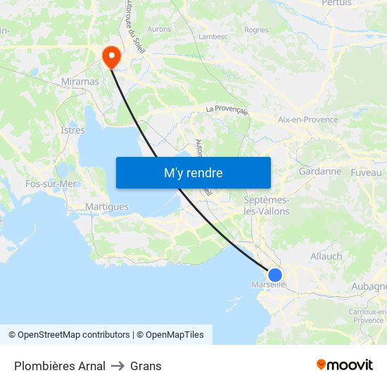 Plombières Arnal to Grans map