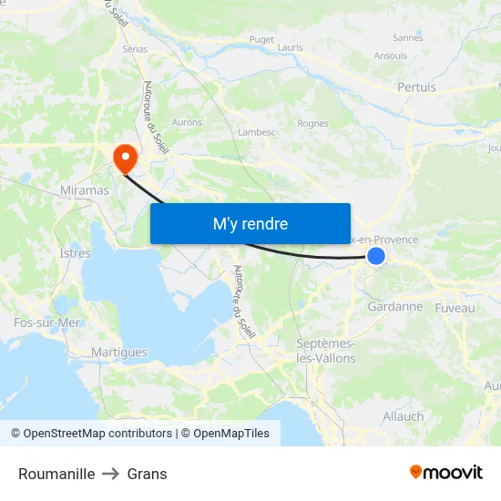 Roumanille to Grans map