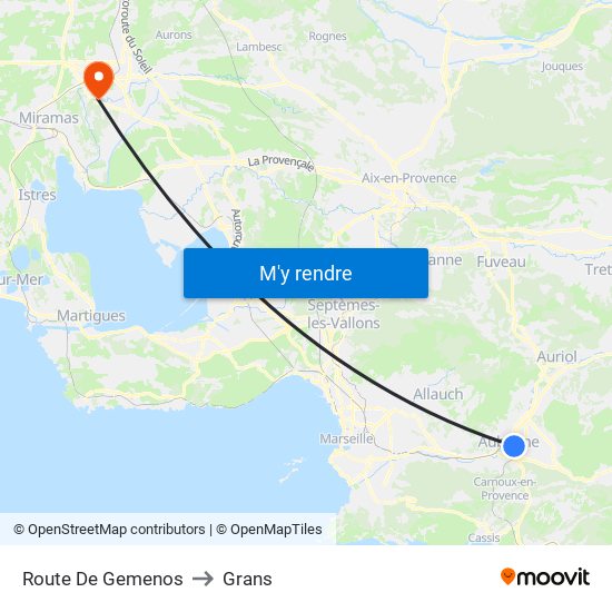 Route De Gemenos to Grans map