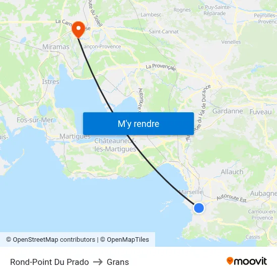 Rond-Point Du Prado to Grans map