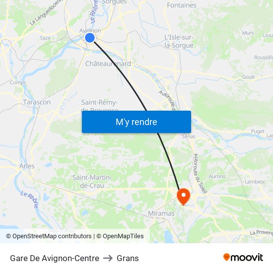 Gare De Avignon-Centre to Grans map
