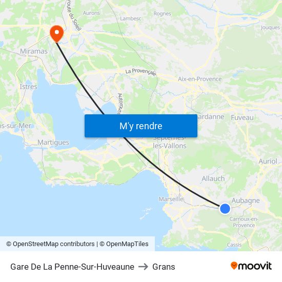 Gare De La Penne-Sur-Huveaune to Grans map