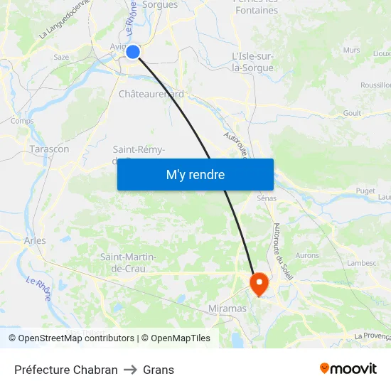 Préfecture Chabran to Grans map