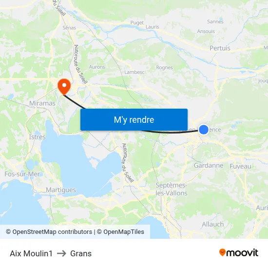 Aix Moulin1 to Grans map