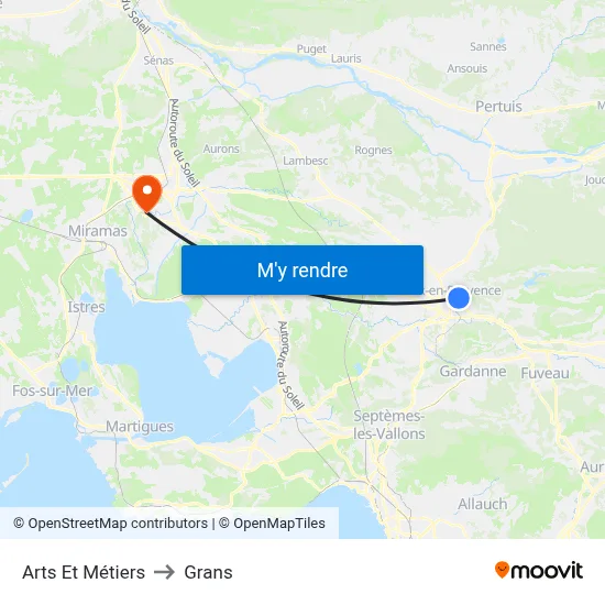 Arts Et Métiers to Grans map