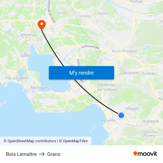 Bois Lemaître to Grans map