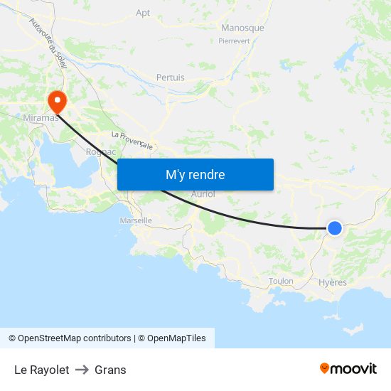 Le Rayolet to Grans map