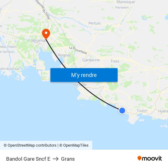 Bandol Gare Sncf E to Grans map