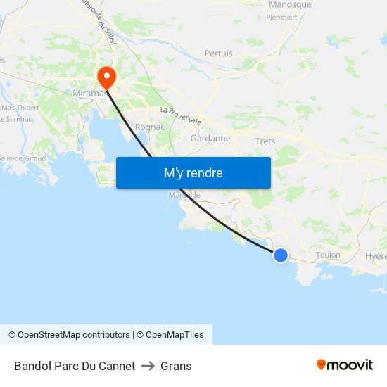 Bandol Parc Du Cannet to Grans map