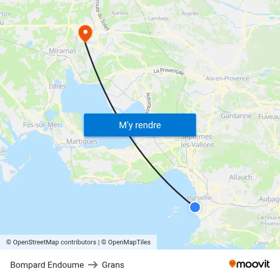 Bompard Endoume to Grans map