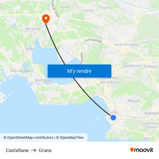 Castellane to Grans map