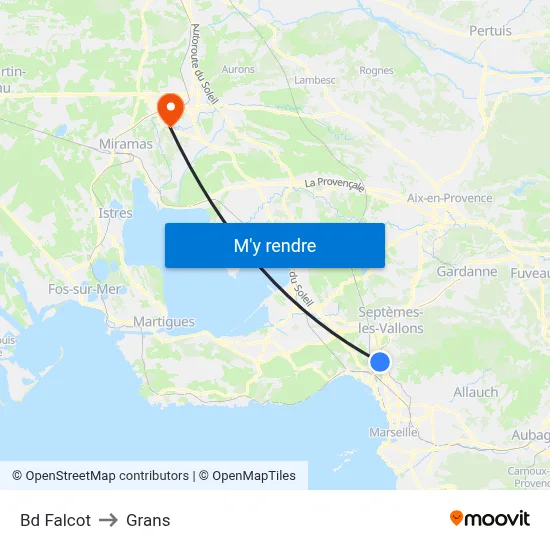 Bd Falcot to Grans map