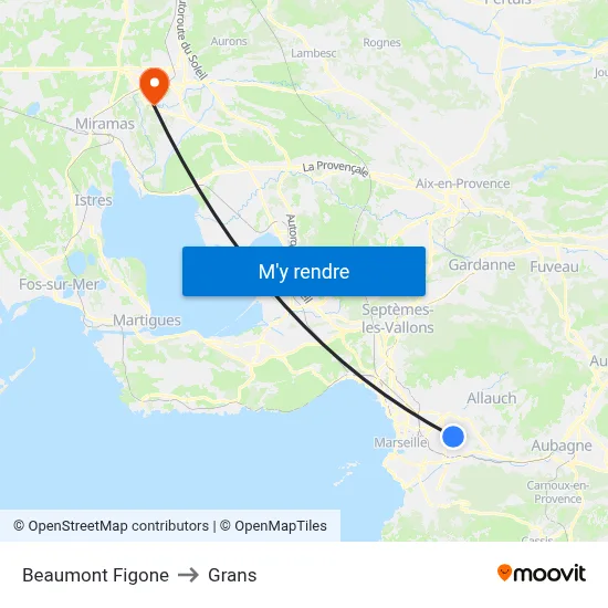 Beaumont Figone to Grans map