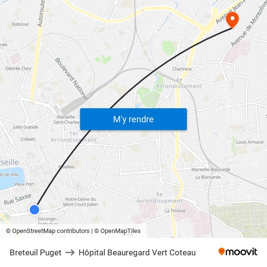 Breteuil Puget to Hôpital Beauregard Vert Coteau map