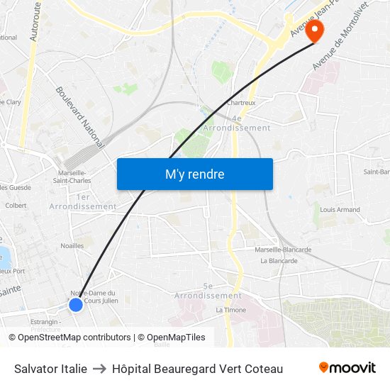 Salvator Italie to Hôpital Beauregard Vert Coteau map