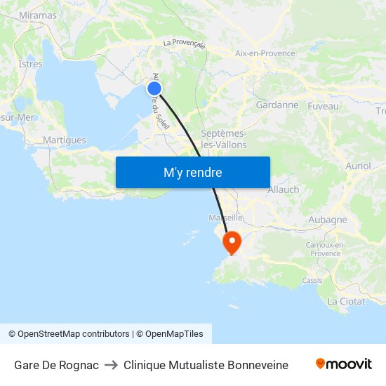 Gare De Rognac to Clinique Mutualiste Bonneveine map