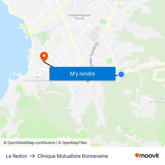 Le Redon to Clinique Mutualiste Bonneveine map