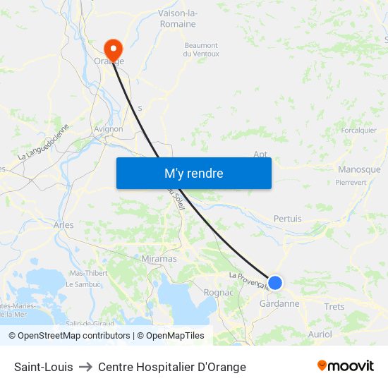 Saint-Louis to Centre Hospitalier D'Orange map