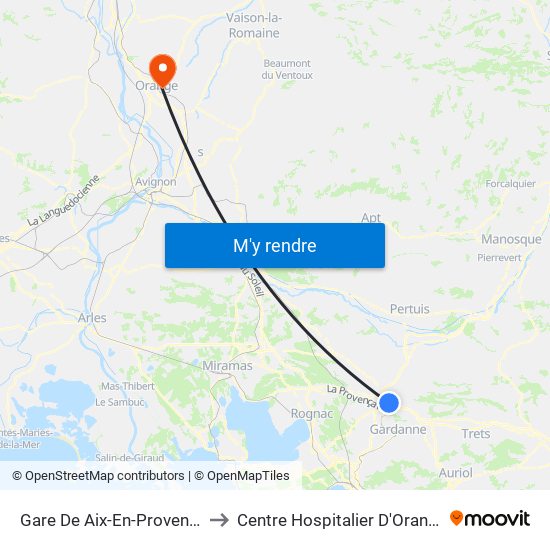 Gare De Aix-En-Provence to Centre Hospitalier D'Orange map