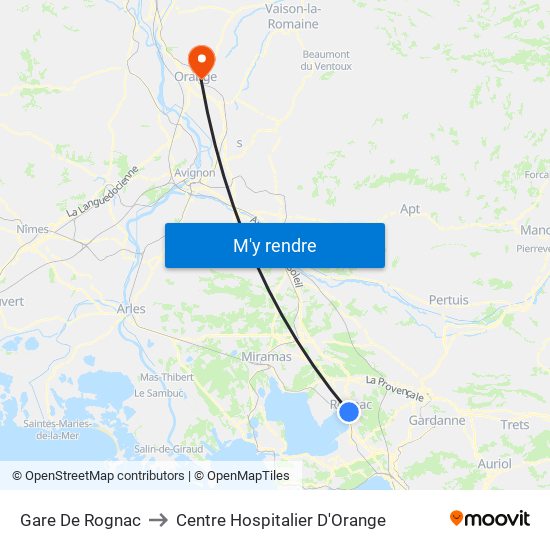 Gare De Rognac to Centre Hospitalier D'Orange map