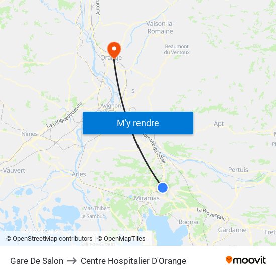 Gare De Salon to Centre Hospitalier D'Orange map