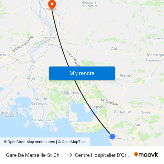 Gare De Marseille-St-Charles to Centre Hospitalier D'Orange map