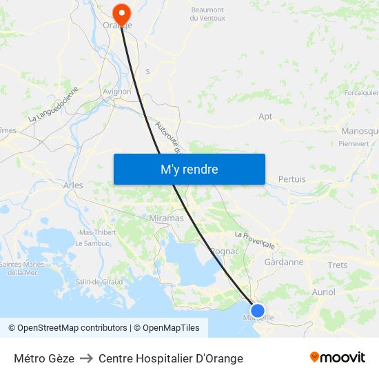 Métro Gèze to Centre Hospitalier D'Orange map