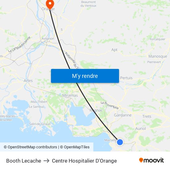 Booth Lecache to Centre Hospitalier D'Orange map