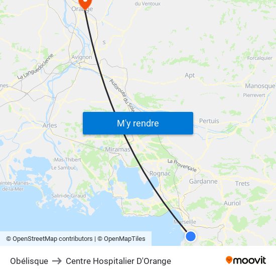 Obélisque to Centre Hospitalier D'Orange map