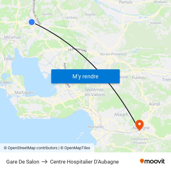 Gare De Salon to Centre Hospitalier D'Aubagne map