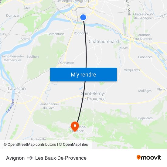 Avignon to Les Baux-De-Provence map