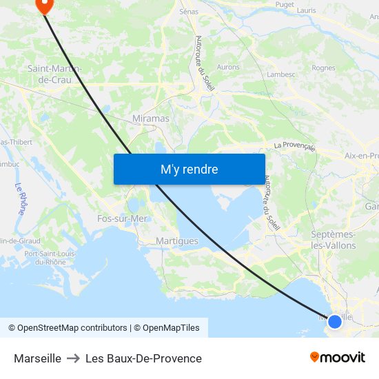 Marseille to Les Baux-De-Provence map