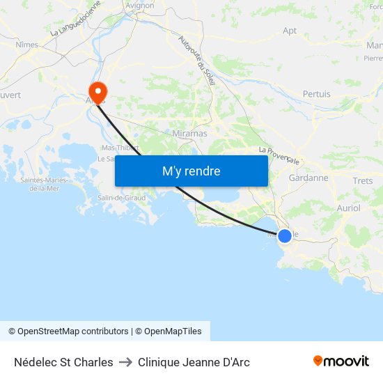 Nédelec St Charles to Clinique Jeanne D'Arc map