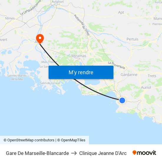 Gare De Marseille-Blancarde to Clinique Jeanne D'Arc map