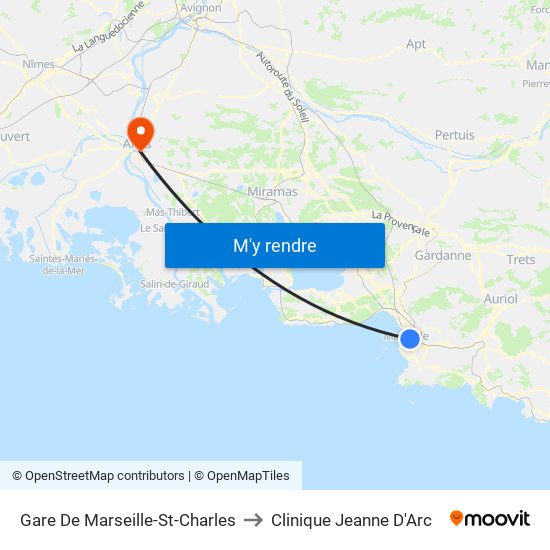 Gare De Marseille-St-Charles to Clinique Jeanne D'Arc map