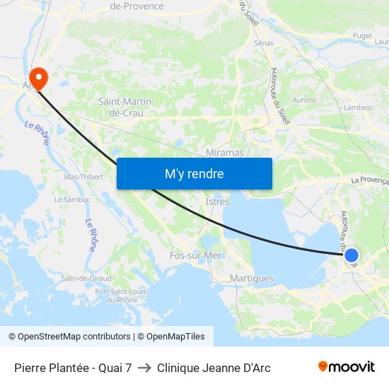 Pierre Plantée - Quai 7 to Clinique Jeanne D'Arc map