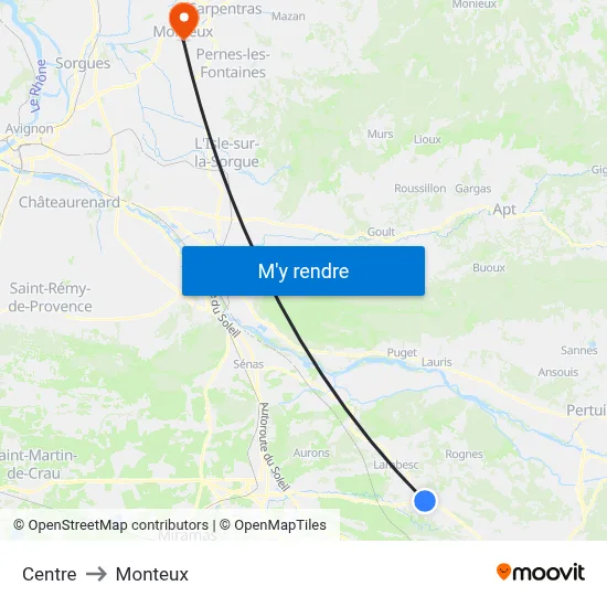 Centre to Monteux map