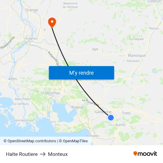 Halte Routiere to Monteux map