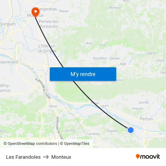 Les Farandoles to Monteux map