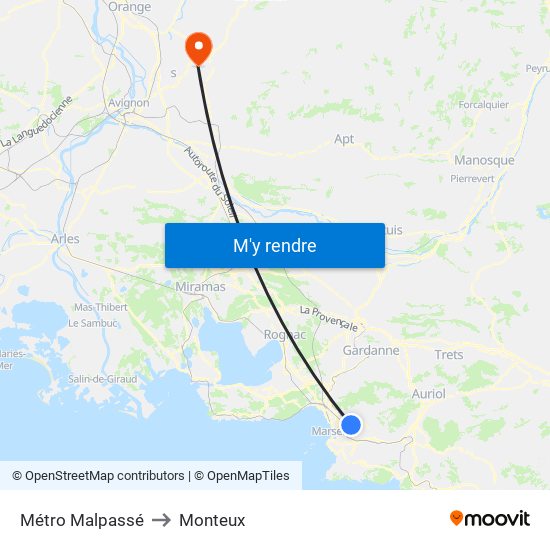 Métro Malpassé to Monteux map