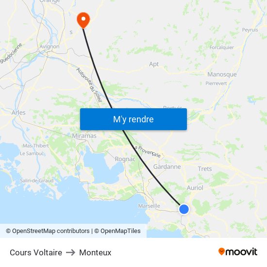 Cours Voltaire to Monteux map