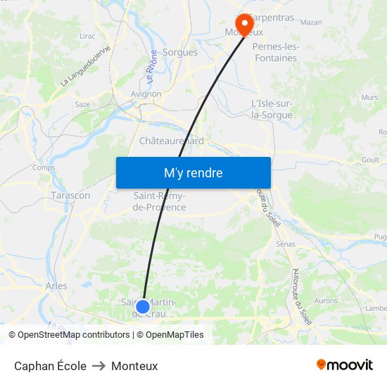 Caphan École to Monteux map