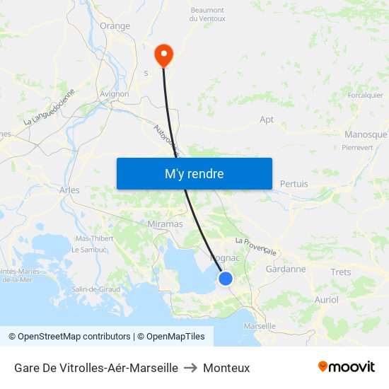 Gare De Vitrolles-Aér-Marseille to Monteux map
