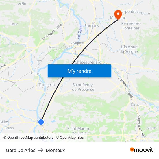 Gare De Arles to Monteux map
